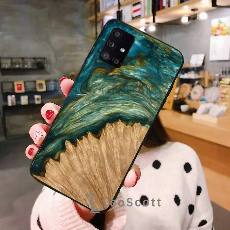 

Wood Resin art original pattern Phone Case For Samsung A40 A50 A51 A71 A20E A20S S8 S9 S10 S20 Plus note 20 ultra 4G 5G