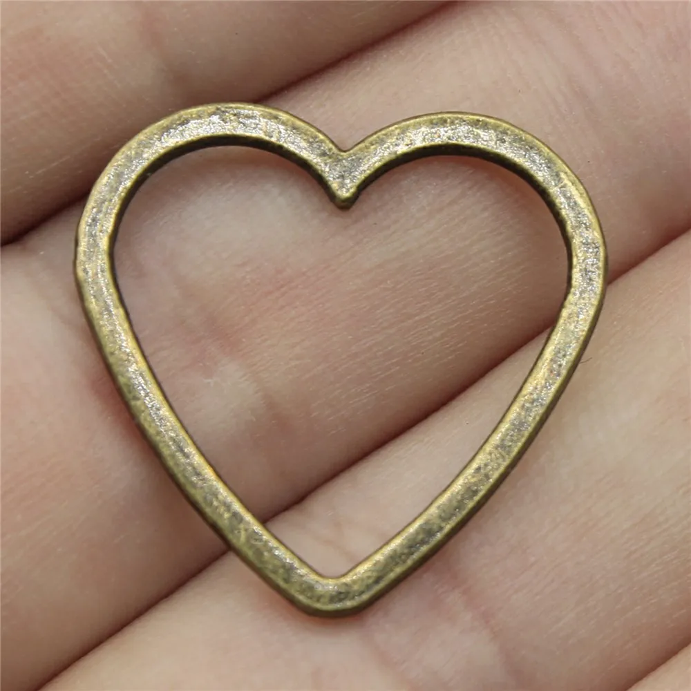 

20pcs 24x25mm 2 Colors Antique Antique Bronze Color Hollow Heart Charms Connector For Jewelry Making Jewelry Findings