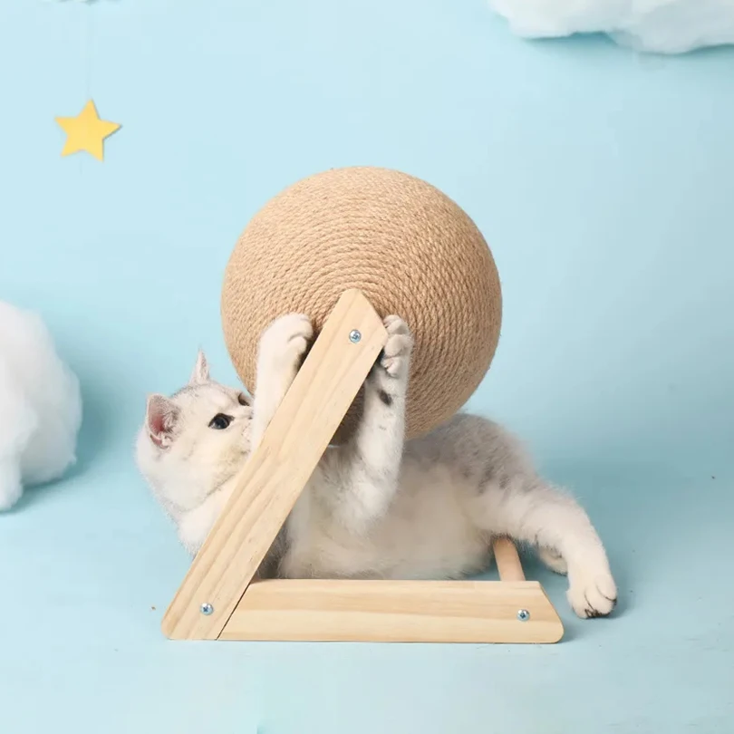 

Pet Supplies Rotating Sisal Rope Cat Ball Scratching Post Cat Climbing Frame Assembly Wood Shelf Sharpen Claw Trainning Device