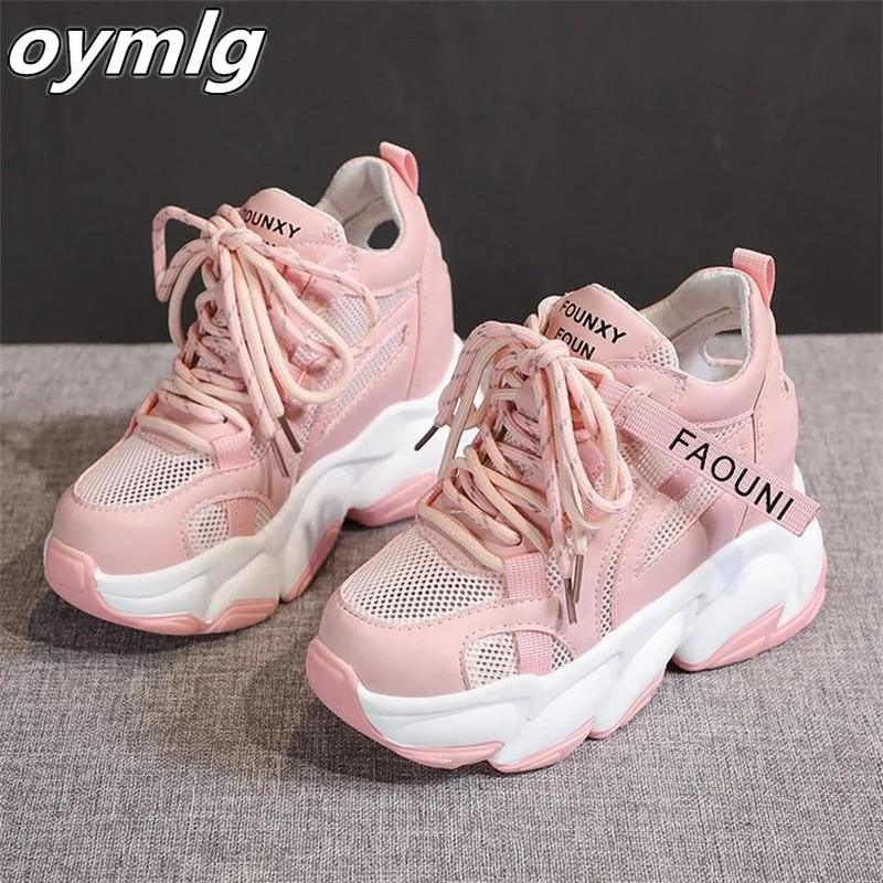 

Women's height increase spring 2021 new thick-soled net red sports and leisure single shoes increased by 8cm women's shoes