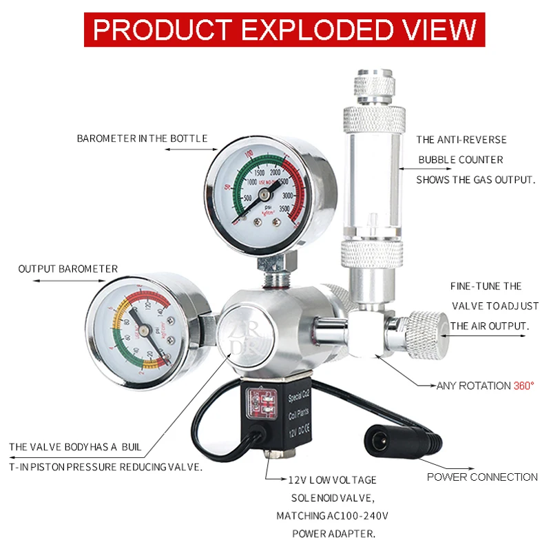 DIY Аквариум CO2 регулятор соленоидный Vvalve счетчик пузырей точная настройка