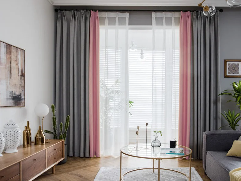 Плотные льняные шторы в скандинавском стиле современные минималистичные