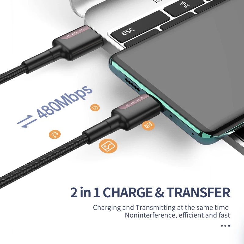 kuulaa micro usb cable 3a nylon fast charge usb data cable for samsung xiaomi lg tablet android mobile phone usb charging cord free global shipping