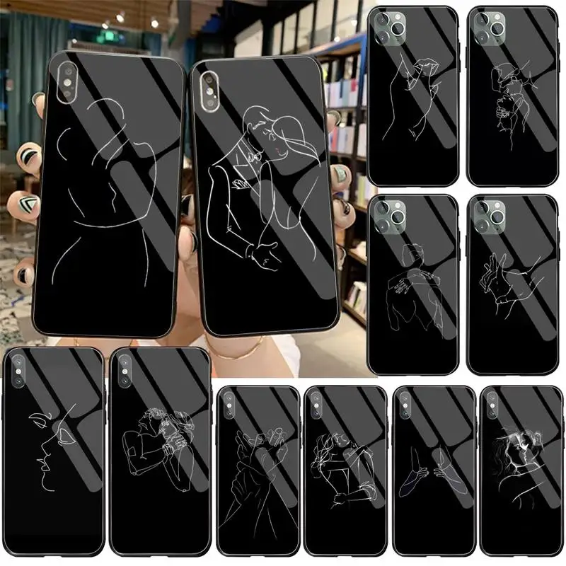 Минималистичный линейный сексуальный пара DIY Роскошный телефонный чехол из