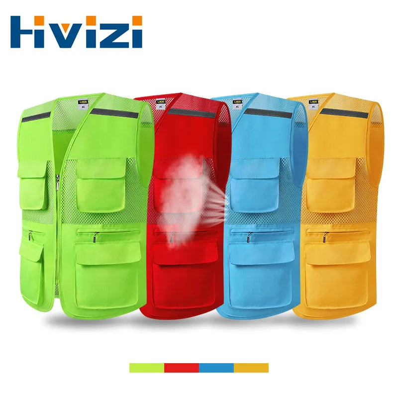 Светоотражающий сетчатый жилет с несколькими карманами высокой видимости