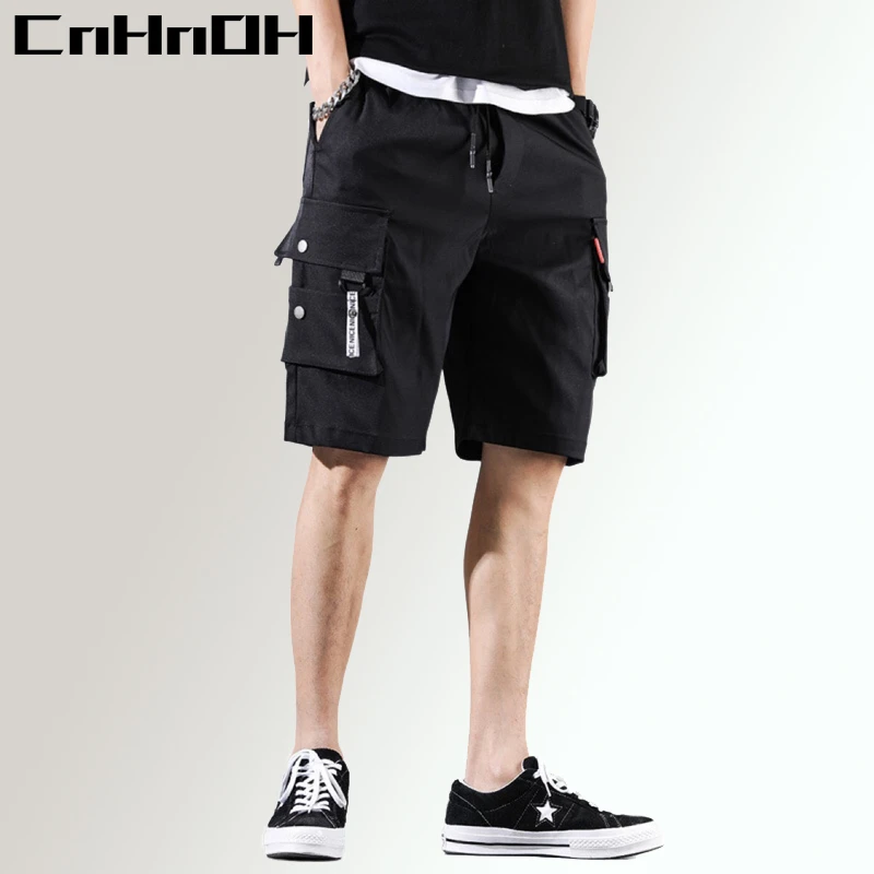 CnHnOH Summer 100% Cotton Multi-Pocket Tee Overalls Shorts Men's Loose Chic Five-Point Pants Thin Casual Beach Pants YM-D105