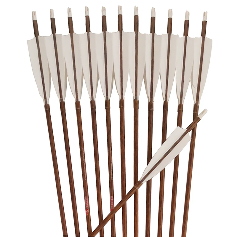 Flechas de carbono para tiro con arco, 6 piezas, id6.2 mm, columna vertebral 300, 340, 400, 450, 500, 600, 4 pulgadas, pluma de pavo, 75gr, puntas, arco tradicional para caza