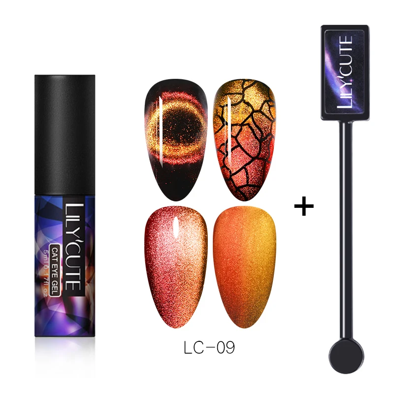 2 pcs 9 LILYCUTE 9D Auroras ногтей Гель-лак «кошачий глаз» Гель-лак для использования с магнитом звездное небо замочить от УФ Магнитный Гель-лак для ногтей 5 мл - Цвет: 2 pcs 9