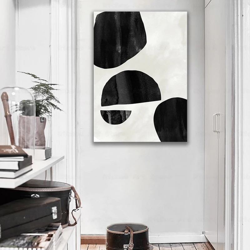 

Modern Abstract Geometric Wall Art Canvas Painting Black White Poster Print Pictures Scandinavian Style Living Room Home Decor
