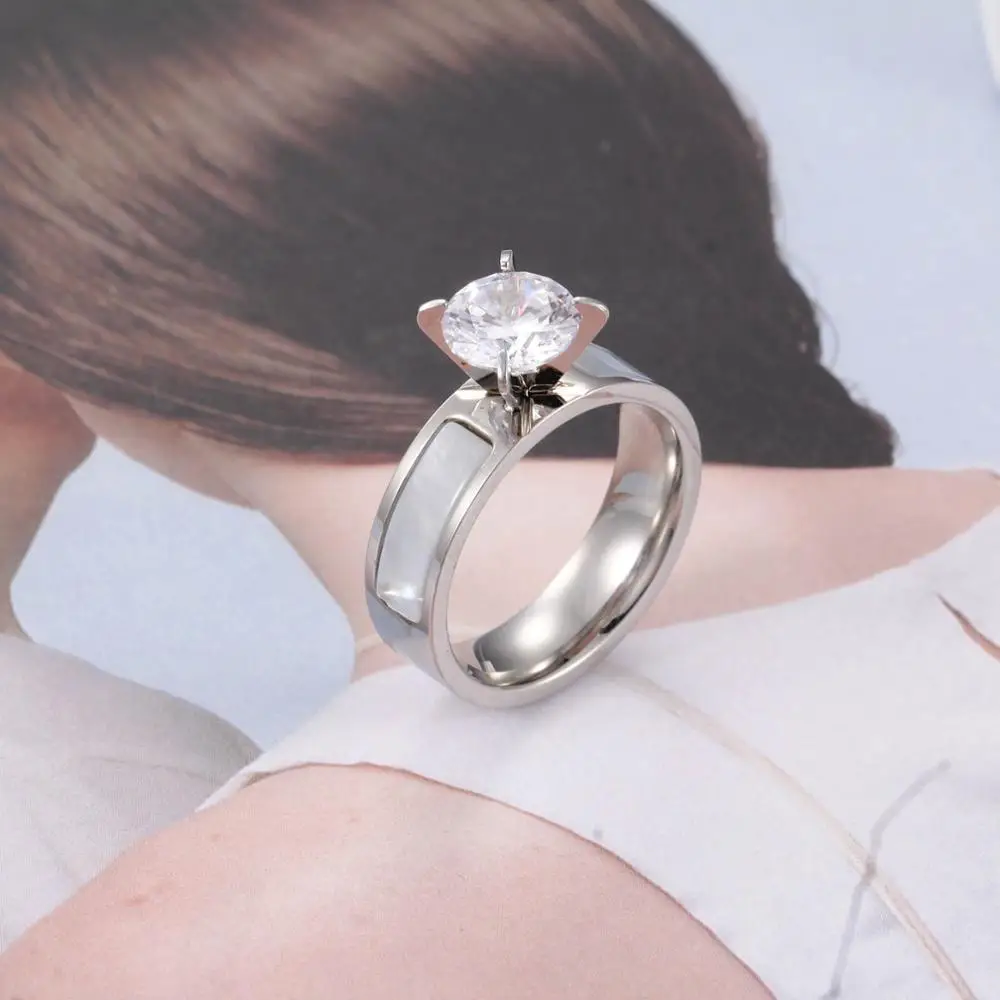 Парные обручальные кольца Kalen из нержавеющей стали золотого цвета с ракушкой и