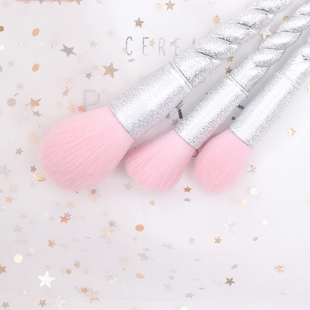 Наборы кистей для макияжа 10 шт. наборы с витой ручкой в виде рога единорога основы