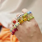 Женское кольцо ручной работы, разноцветное кольцо на палец с цветком маргаритки из бисера, 2021