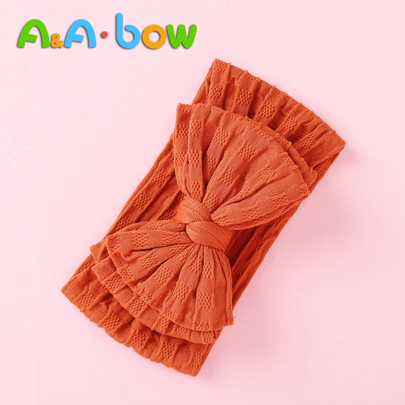 Diadema de nailon suave con lazo para ni&ntilde;a, diadema hecha a mano, banda de Color s&oacute;lido, tocado c&oacute;modo para reci&eacute;n nacido, gran oferta, 100%-0