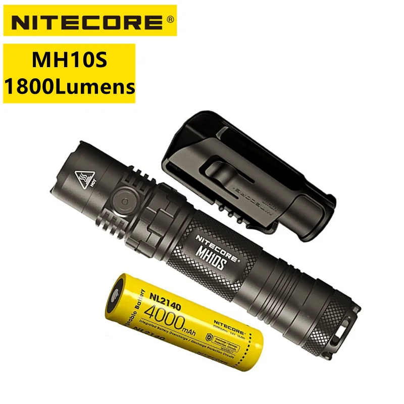 

Оригинальный светодиодный прожсветильник светильник NITECORE MH10S, 1800 люмен, USB, перезаряжаемый, с аккумулятором NL2140, 4000 мА · ч
