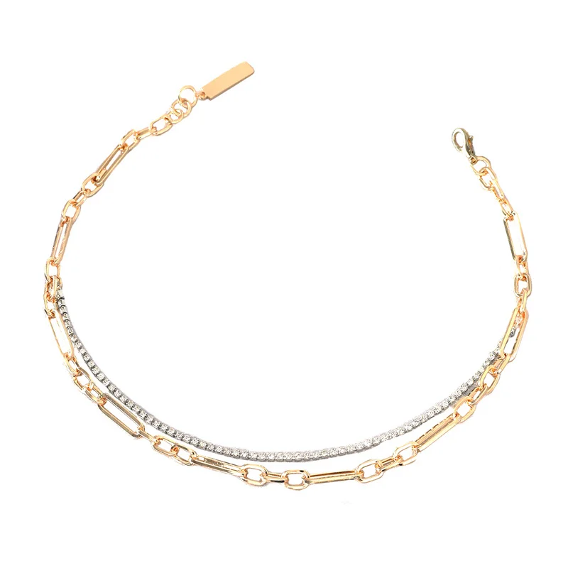 

Fashion Minimalist Exquisite Double Iayer Zircon Geometry Clavicle Chain Necklace Personality Woman Party Jewelry Gift