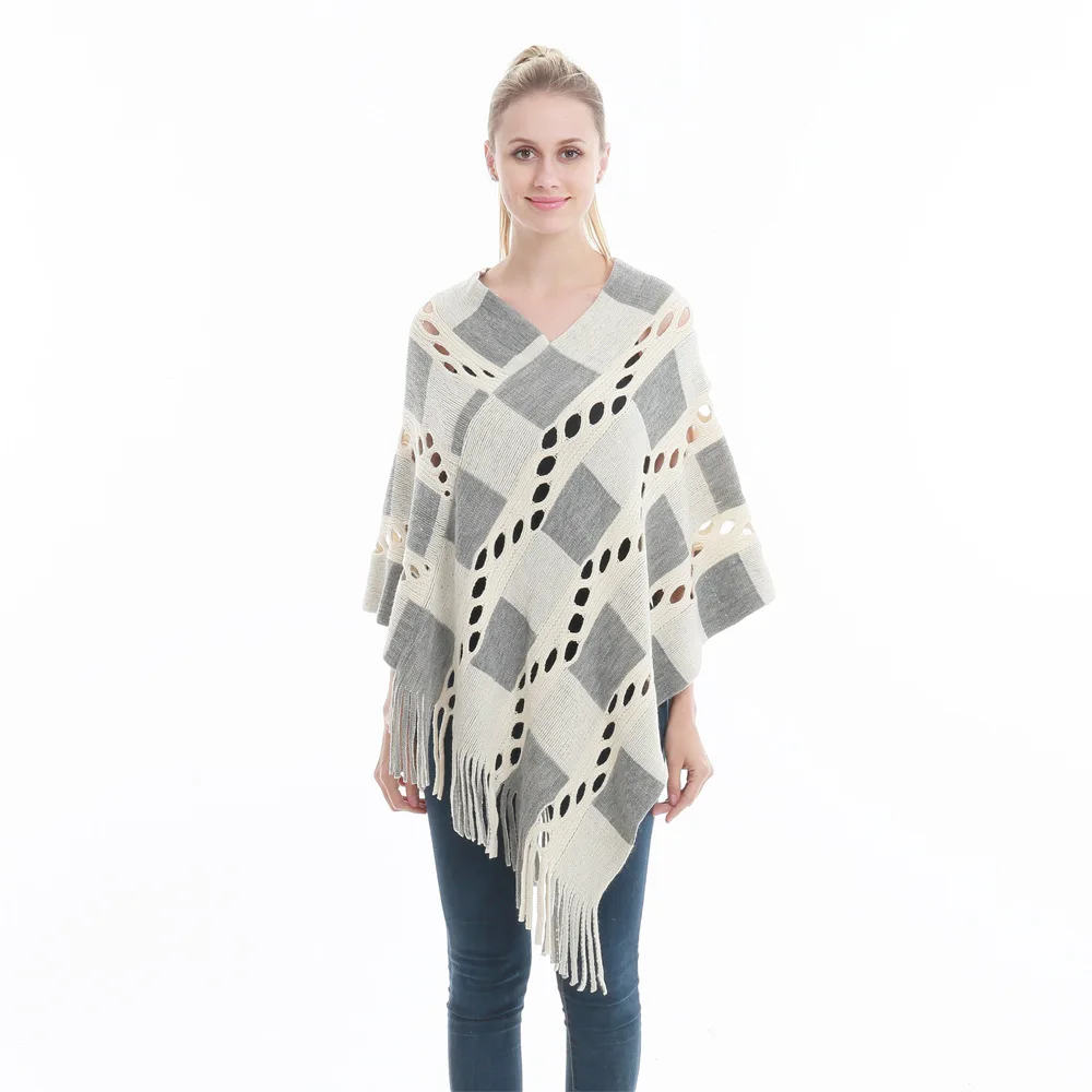 2021 Spring Autumn Pullover Cape Women Hollow Tassels Knitting Poncho Capes Batwing Sleeves Shawls Sunscreen Plaid Cloak New
2021 Spring Autumn Pullover Cape Women Hollow Tassels Knitting Poncho Capes Batwing Sleeves Shawls Sunscreen Plaid Cloak New