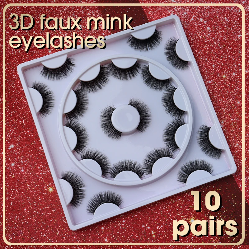 

10 Pairs Natural False Eyelashes Dramatic 3D FAUX Mink Lashes HandMade Fake Eyelash Extension Reusable Makeup Tool maquiagem