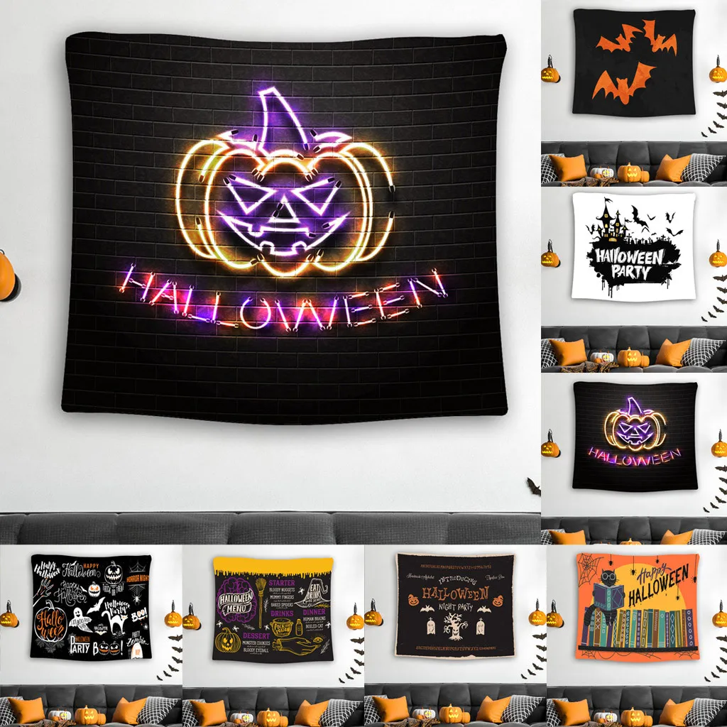 Гобелен для Хэллоуина в виде тыквы 150x130 см настенный подвесной гобелен богемном