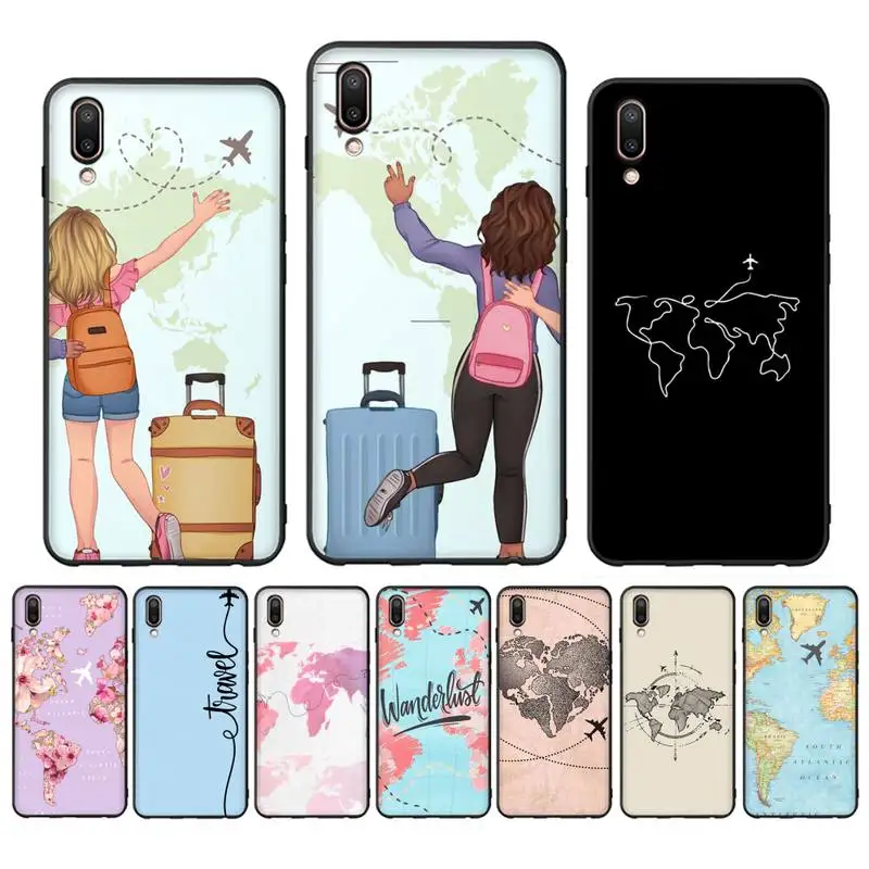 

World Map Travel Phone Case Case For Oppo Reno Realme C3 6Pro Cover For vivo Y91C Y17 Y19