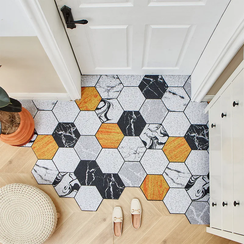 

Nordic Cut Printed Doormat Carpet Home PVC Silk Loop Floor Entrance Mats Carpet Living Room Bedroom Bathroom Non-Slip Door Mats