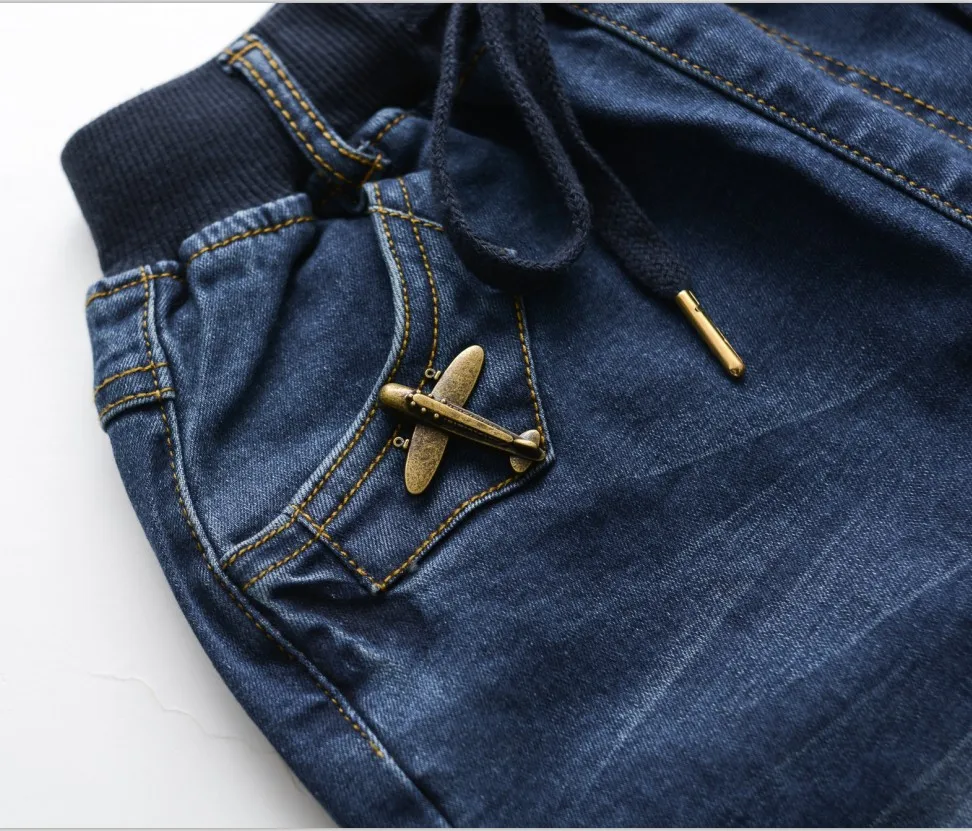 Брюки для мальчиков осень 2019 детские джинсы эластичная талия стрейчевая