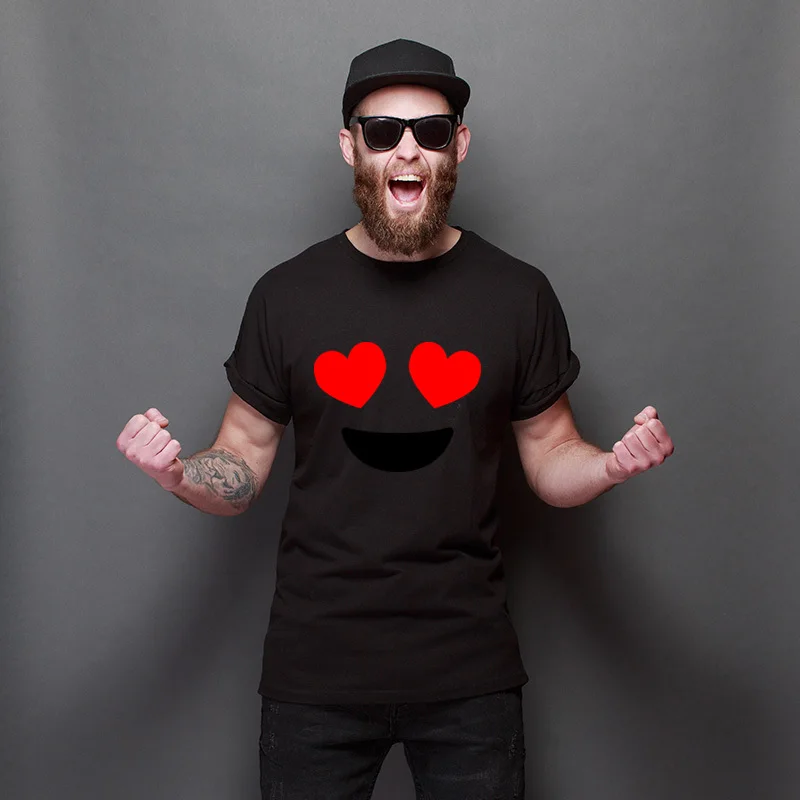 

Face With Heart Men's 3D Printed Tee-Shirt Funky Unique Tee Shirt Faddish Simple Style Tops Tees Gifts