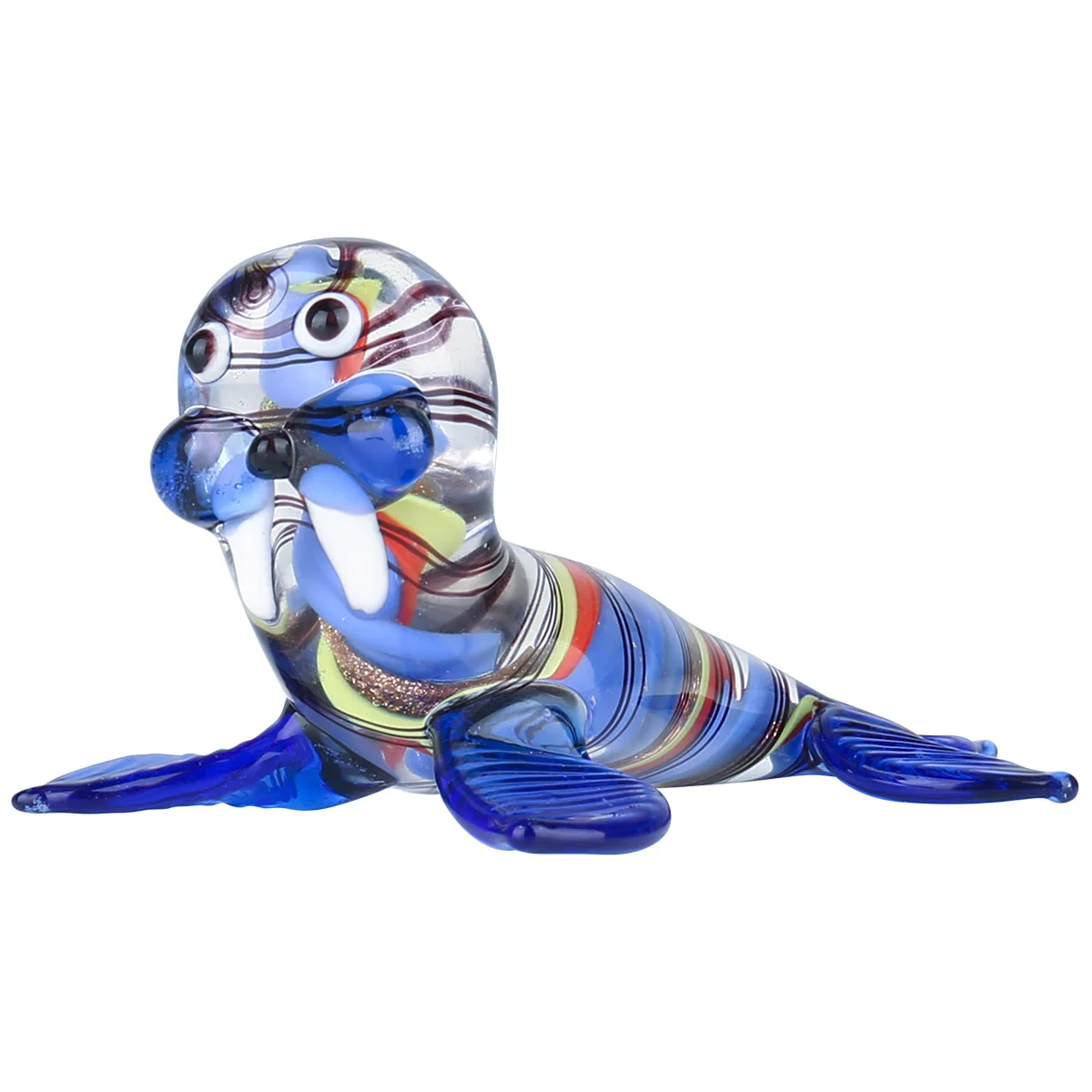 Tooarts Стекло морж красочные Скульптура ручной работы орнамент фигурка животного