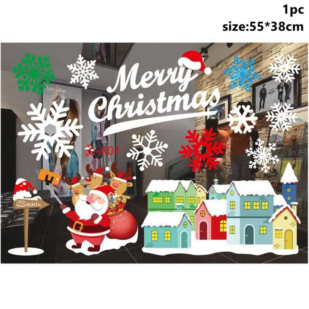 Xmas Stickers 3 Taoup бумажные рождественские наклейки на окна рождественские украшения для дома Санта-Клаус Снеговик Ноэль год - Цвет: Xmas Stickers 3