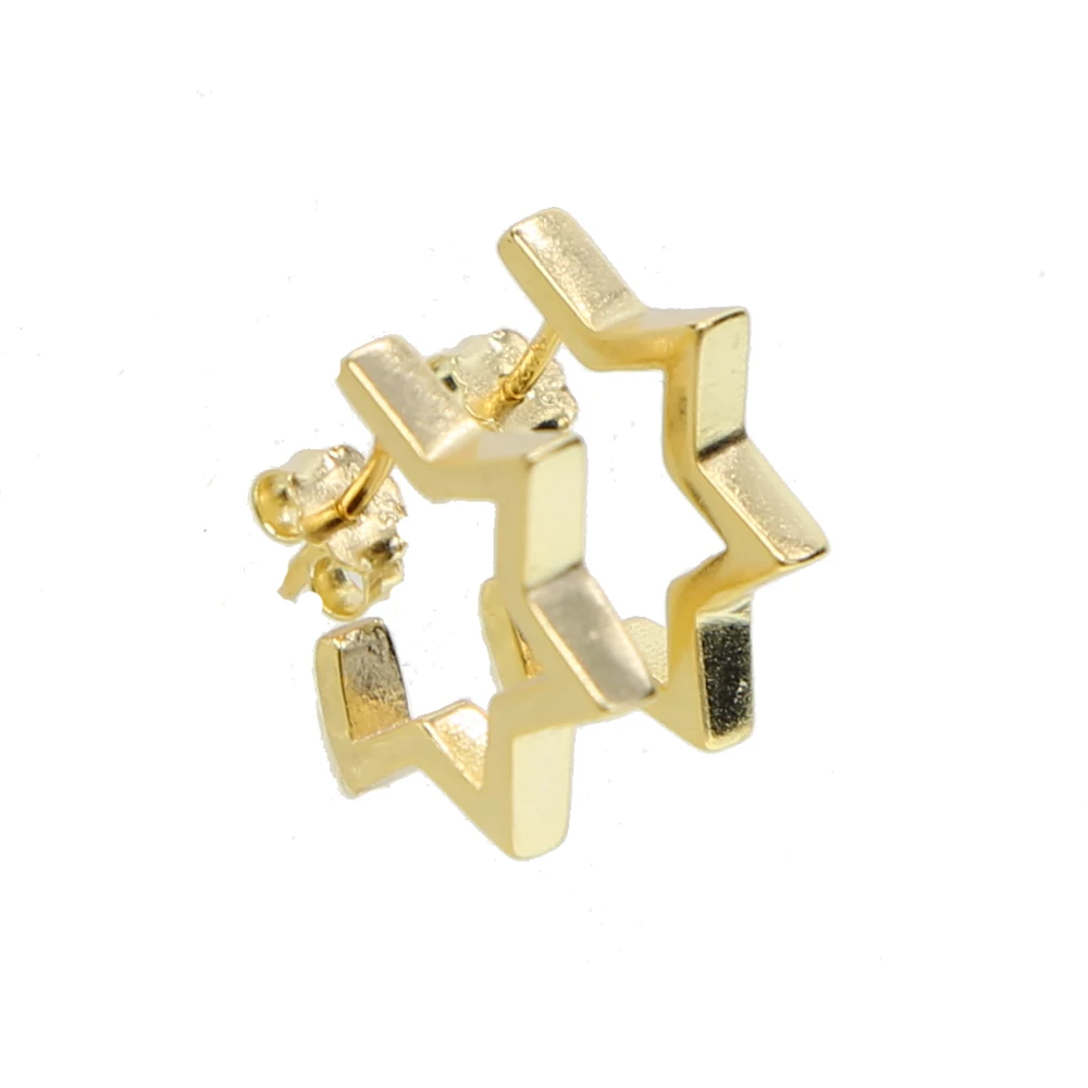 Женские серьги гвоздики из серебра 925 пробы золотистого цвета|star earrings|designer
