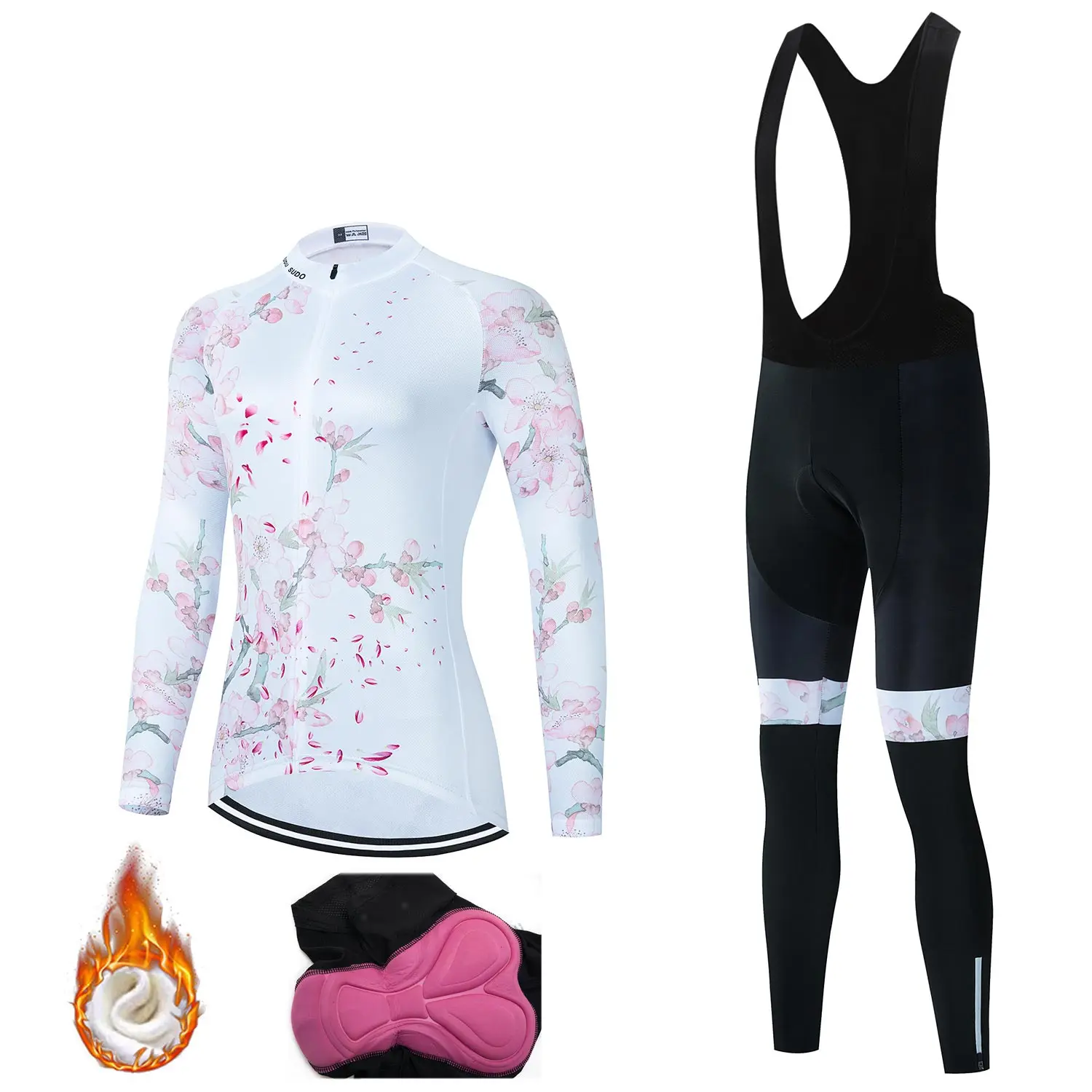 

SUDU SUDO Women Winter Thermal Fleece Cycling Jersey Set Super Warm Mountain Bicycle Cycling Sportswear Bike Cycling Clothing