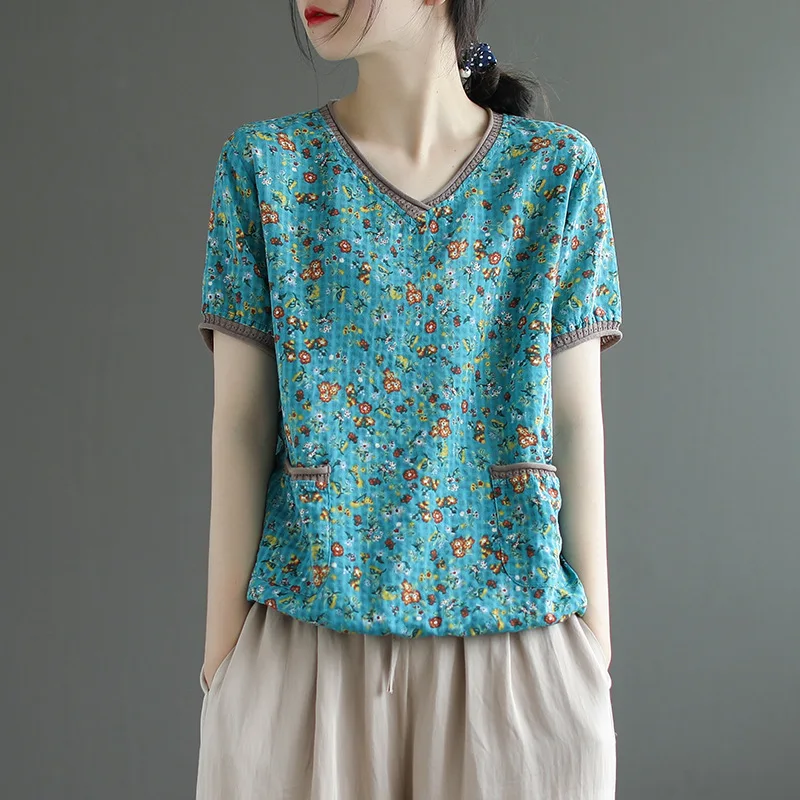 Женская футболка Max LuLu повседневная летняя в Корейском стиле с цветочным принтом