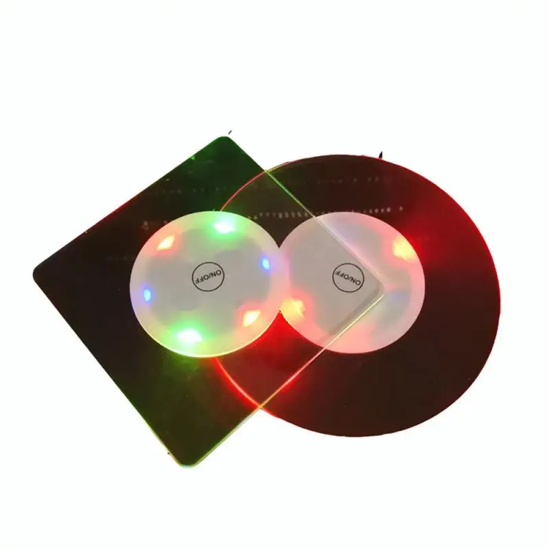 

Luminous LED Light Sticker Holiday Nightclub Bar Party Vase Decoration LED Brightener Drink Coaster Acrylic Luminous Coaster