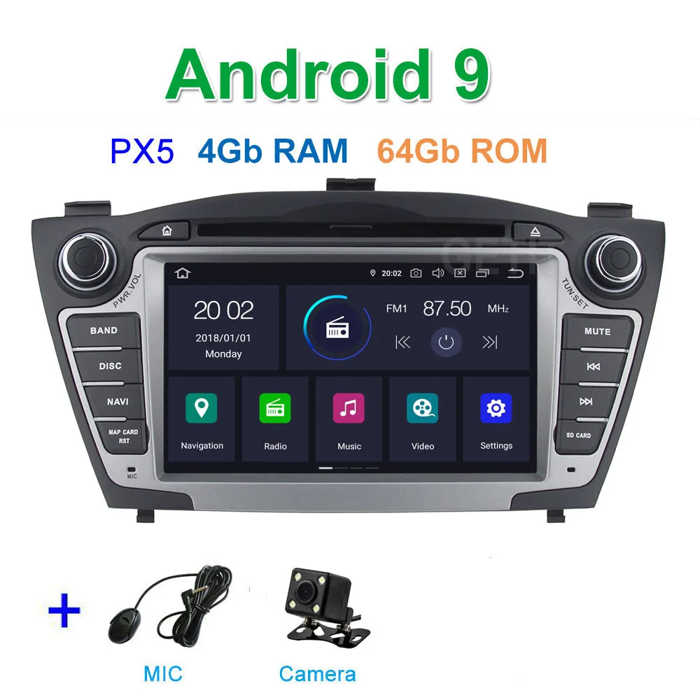 PX5 4G CAMERA DSP 64G PX6 Android 9 Автомобильный DVD стерео плеер радио gps для hyundai IX35 Tucson 2010-2013 с WiFi BT - Цвет: PX5 4G CAMERA