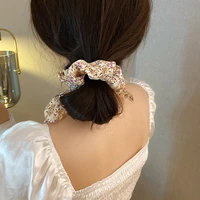 korean floral scrunchie elastic hair bands fashion simple headband ponytail holder hair rope ties hair accessories for women