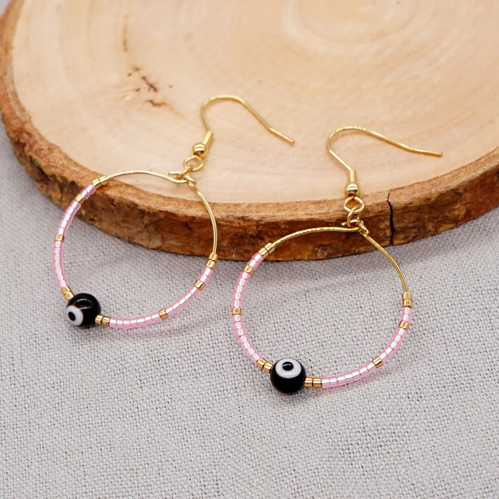 Go2BoHo серьги-кольца ювелирные изделия голубой Турецкий Дурной глаз