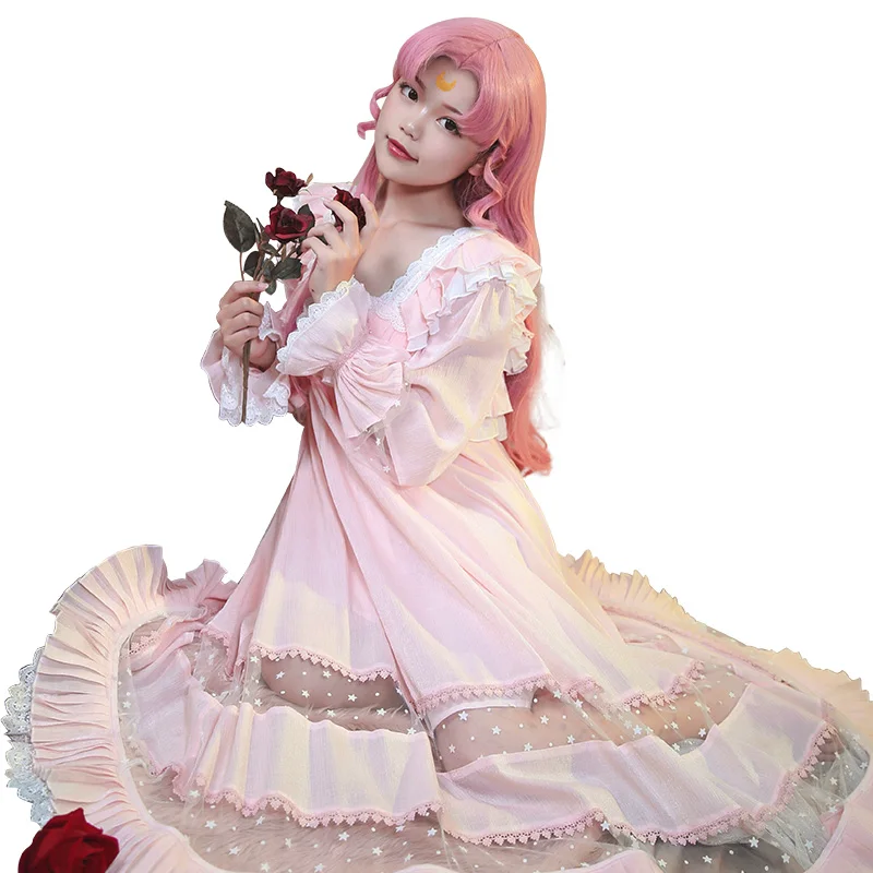 Аниме Chibiusa платье косплей костюм Сейлор Мун Tsukino Usagi Розовый Милый Винтажный