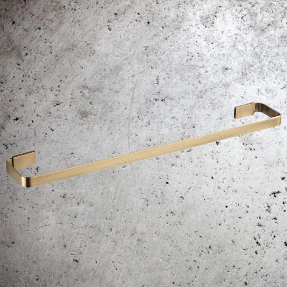 

57x8.6cm Brass Flat Tube Wall-mounted Towel Rack Bathroom Aluminum Towel Bar Single Towel Shelf Wall Mounted Towel Holder (Brass