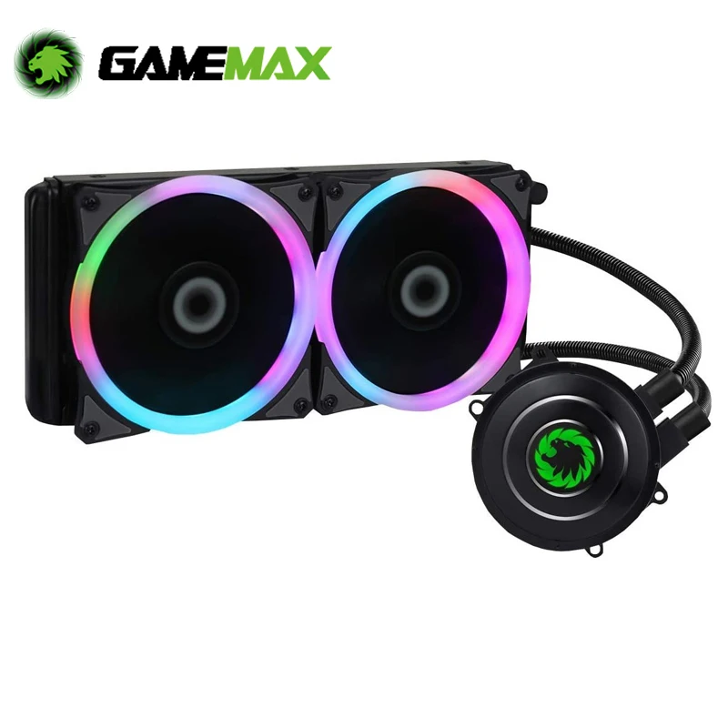 

Gamemax PC Case RGB Liquid Cooler 2X120mm RGB Fan Computer CPU Cooler Water Cooling Radiator for Intel LGA1120/1151/2011+AM3/AM4