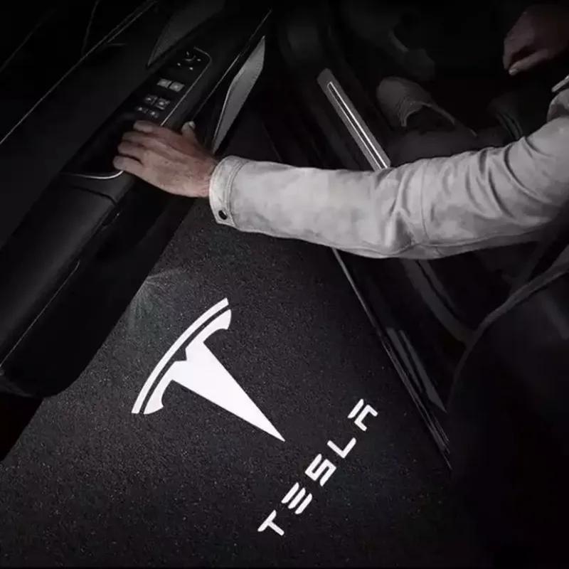 

For Tesla Model 3 Model S Model X Model Y LED Car Logo Door Laser Projector Lamp Ghost Shadow Welcome Lights For Tesla Car Goods