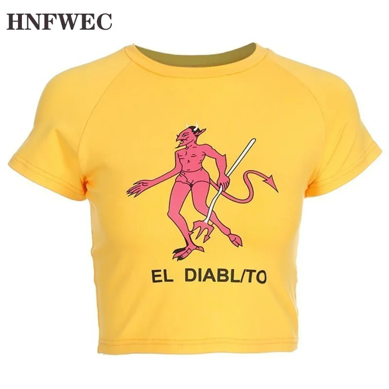 Футболка женская хлопковая трикотажная с круглым вырезом и мультяшным принтом |