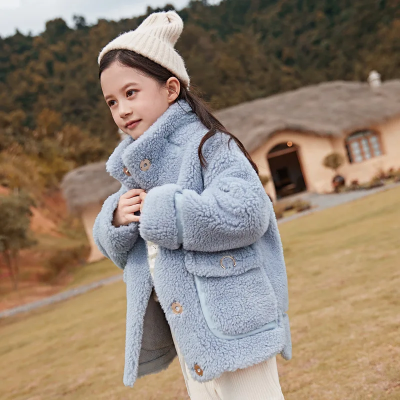 Однотонное Детское пальто из натуральной шерсти для девочек и мальчиков