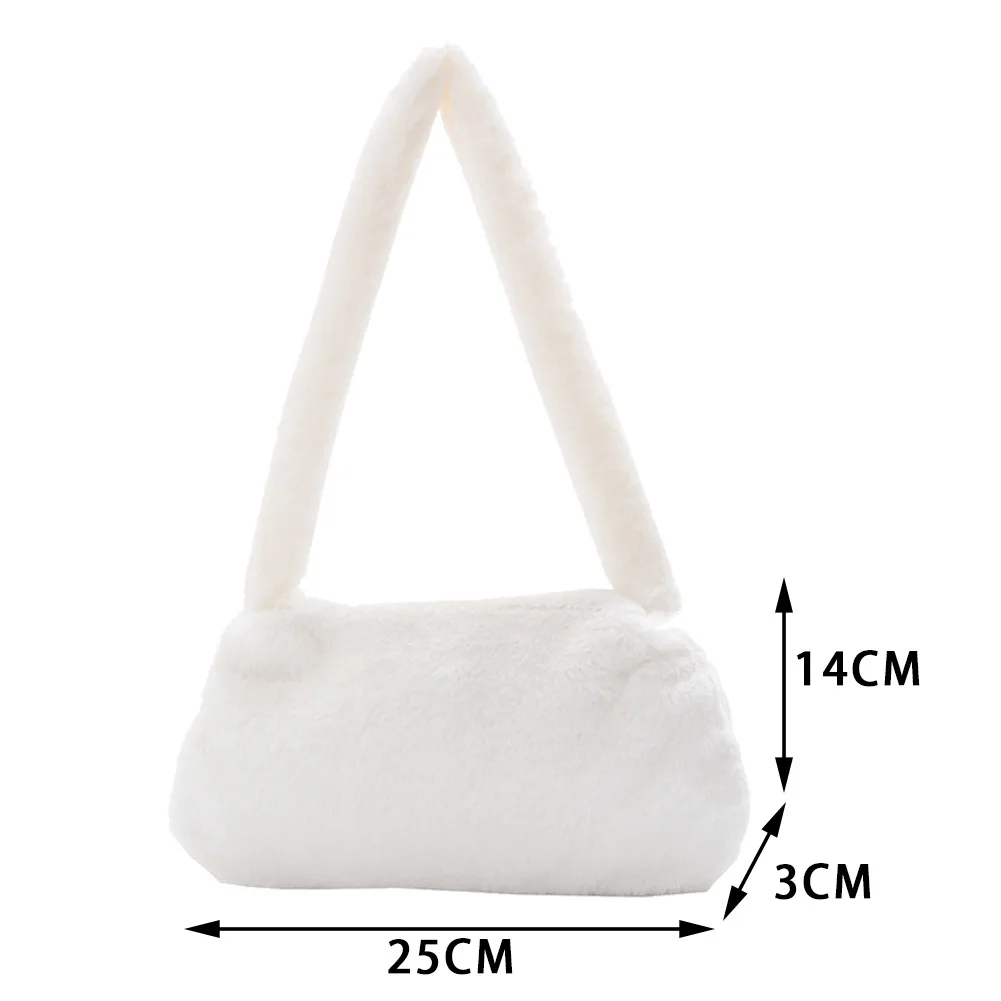 Winter Fashion Shoulder Underarm Bag Female Plush Autumn Handbag Small Plush Soft Warm Fur Tote Purse for Women images - 6