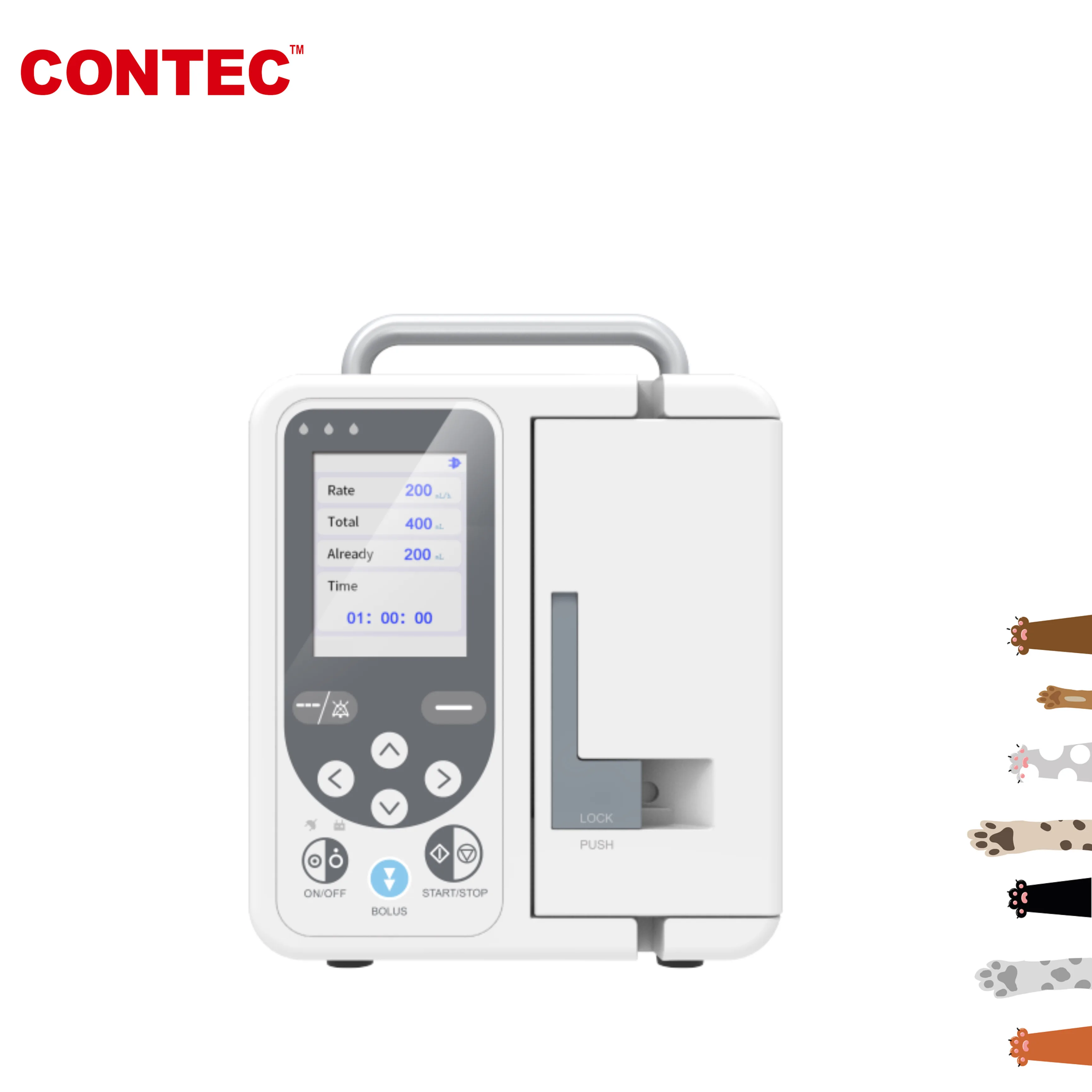 Ветеринарный инфузионный насос CONTEC SP750 VET LCD высокоточный внешний источник