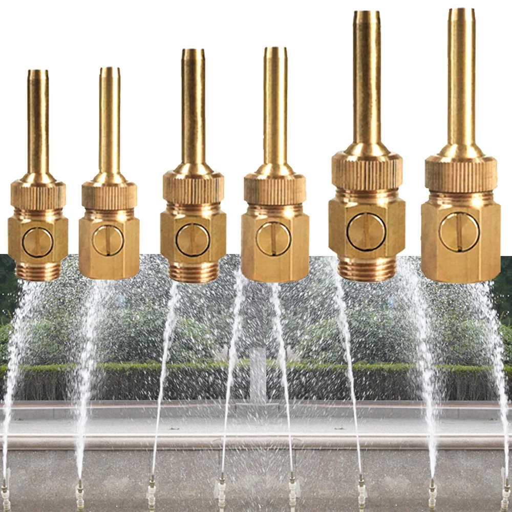 Irrigatore a fontana regolabile in ottone con linea di cortina d'acqua 1/2 ''3/4'' 1 ''filetto maschio e femmina con ugelli esterni per interni con valvola