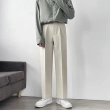 Além de veludo terno calças dos homens quentes da sociedade da forma calças de vestido dos homens coreano solto em linha reta calças casuais dos homens formais (4)