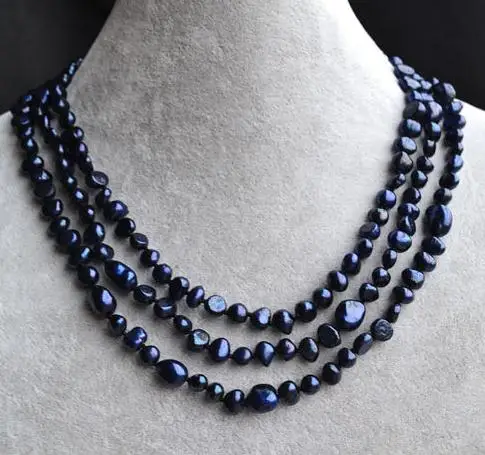 

New Arrival Favorite Real Pearl Necklace 52 inches Long Navy Baroque Genuine Freshwater Pearl Fine Jewelry Classic Women Gift