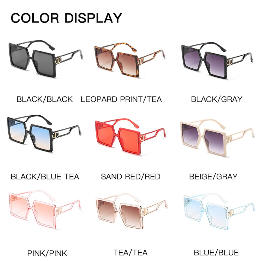 

Fashion Oversized Square Sunglasses Women Men Luxury Brand Letter D Shape Sun Glasses Streetwear Feminino Shade Oculos De Sol UV