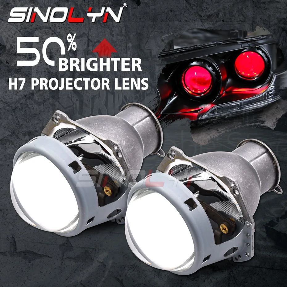 Биксеноновые прожекторные линзы Sinolyn 3 дюйма Hella H7 D2S D2H RGB Devil автомобильные фары