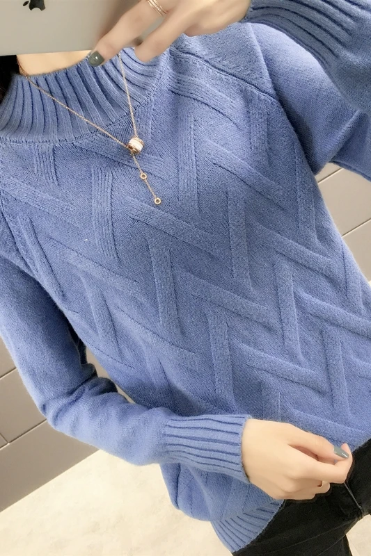 Женский толстый теплый свитер с высоким воротником белый и желтый джемпер