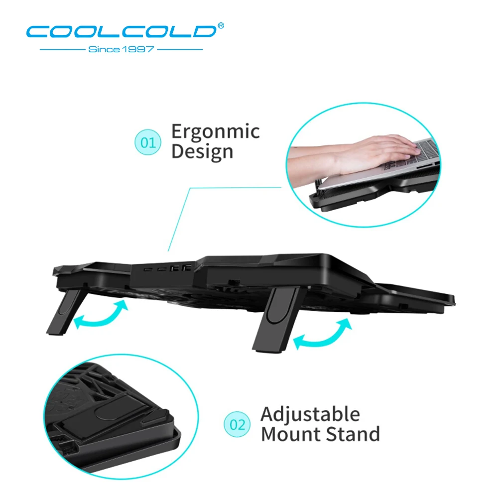 laptop cooler laptop cooling pad notebook gaming cooler stand with four fan and 2 usb ports for 14 17inch laptop free global shipping